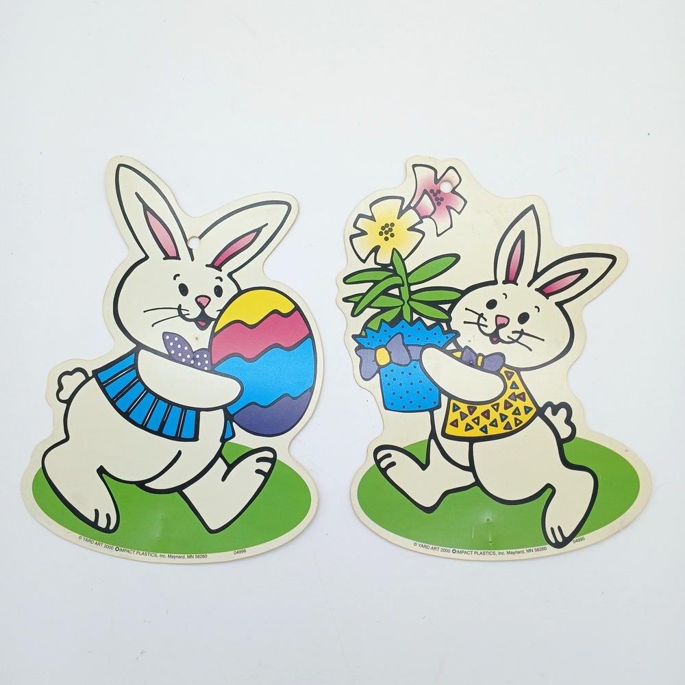 Vintage 2000 Easter Bunny Impact Plastic Yard Art #04995 #04996